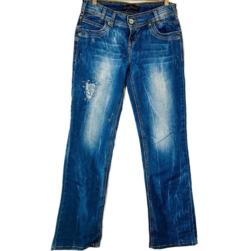 Next Distressed Boyfriend Jeans - Size 6 - Relaxed Fit, Lightly Faded Wash